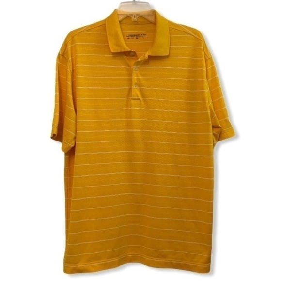 SALE. 𝅺NIKE Golf DriFit Polo Mustard Shirt Yellow Men's Large - Picture 1 of 5